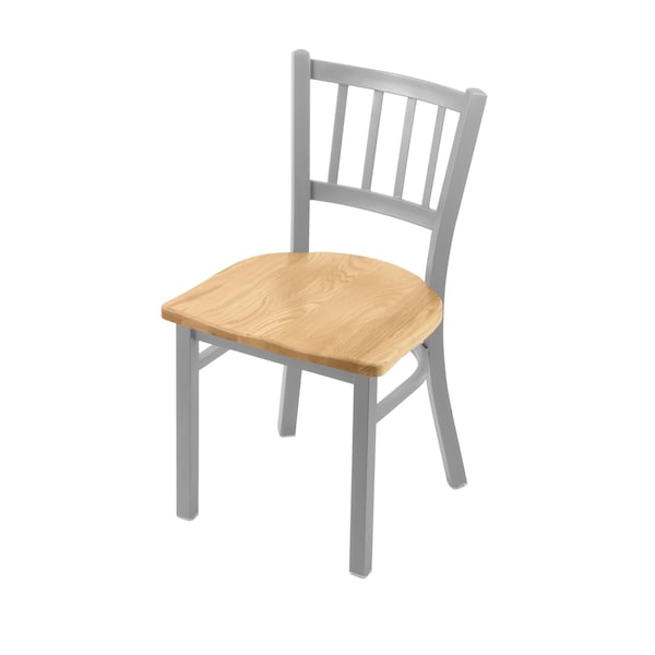 610 Contessa 18" Chair with Anodized Nickel Finish and Natural Oak Seat
